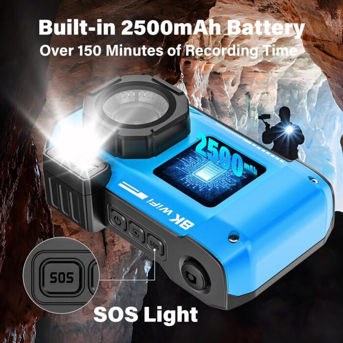 8K UHD 70MP WiFi Digital Camera with 64GB Card Rugged Waterproof Dustproof Shockproof Dual-Screen Selfie 33FT Underwater Camera for Snorkeling Autofocus Point and Shoot Digital Camera (Blue) - Image 6
