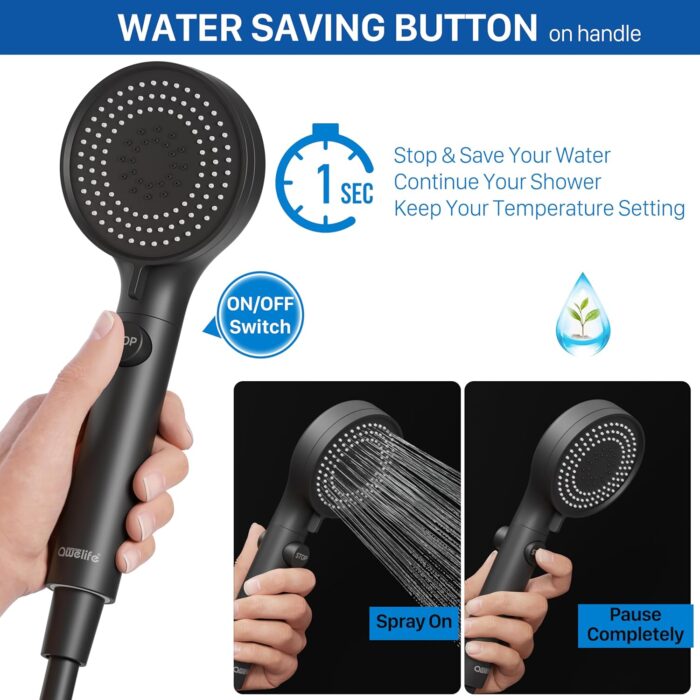 RV Shower Head with Hose, High Pressure Shower Head with Handheld On Off Switch, Travel Trailer, Motorhome and Boat and Camper Must Have RV Accessories Replacement Part, Matte Black - Image 5