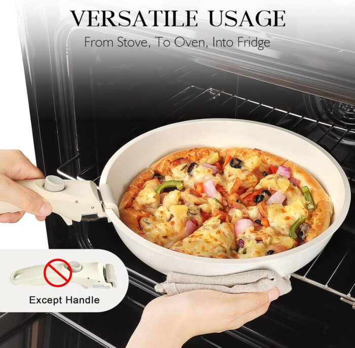 GiPP 5Pcs Pots and Pans Set Non Stick, Cookware Sets Nonstick Detachable Handle, Induction Kitchen Set Removable Handle, RV Cookware set, Oven Safe - Image 4