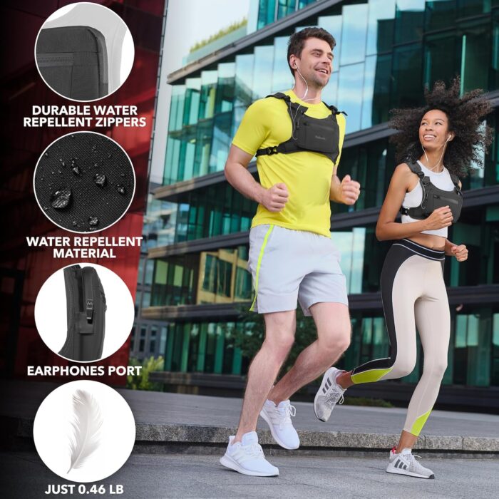 Running Chest Pack, Reflective Vest, Water Repellent, Phone Holder, Workout Bag for Runners, Cycling, Biking, EDC Pouch, Jogging Carrier, Hidden Pocket, Men & Women, Lightweight - Image 3