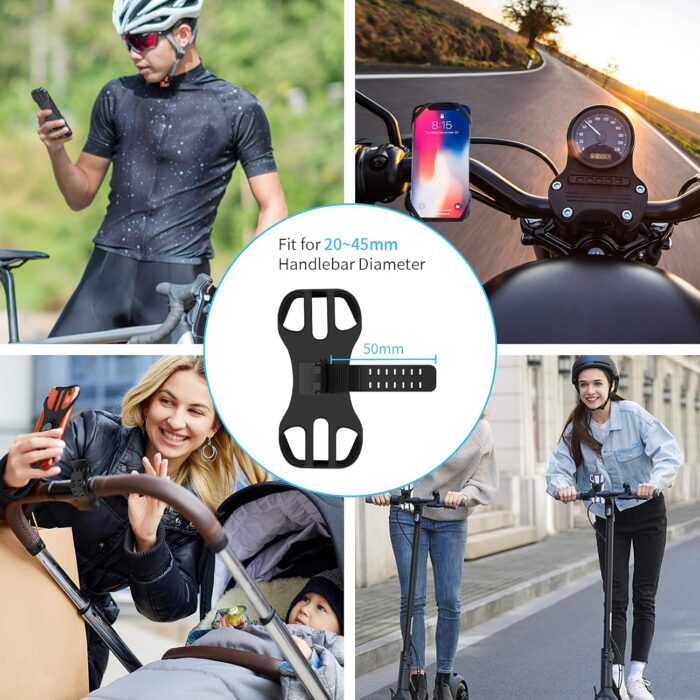 Detachable Bike Phone Holder, Universal Bicycle Motorcycle Cell Phone Mount, 360° Rotatable Adjustable Bike Phone Mount Compatible for 4" to 6.7" Smartphones - Image 7