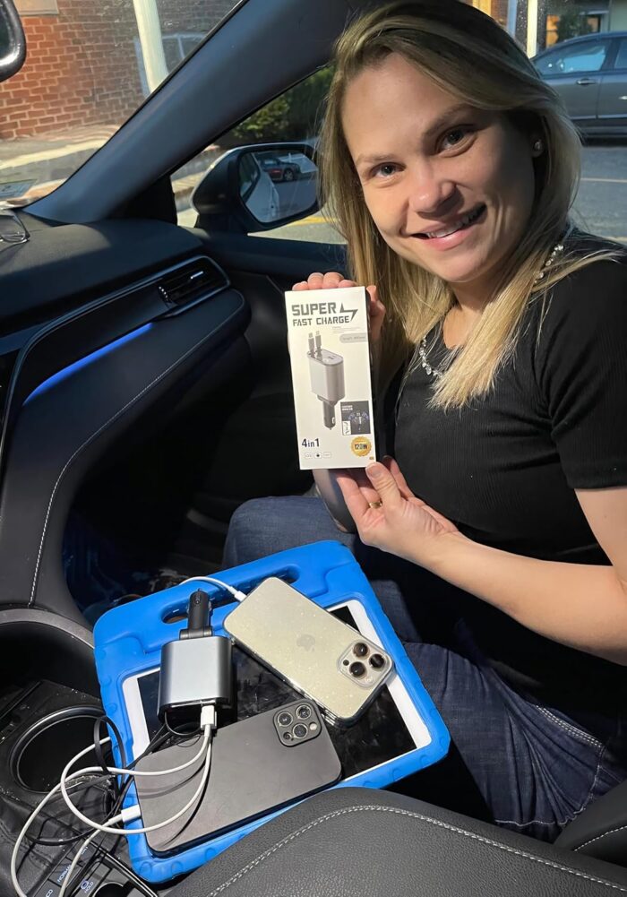 Multi Charge Pro iPhone Car Charger Fast Charging Retractable Car Charger USB C Auto Adapter, Powerful 120W 4-Port USB-C & USB-A and Lightning iPhone, Samsung, Tablets... - Image 8