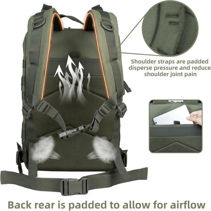 45L Army Tactical Backpack Military Assault Pack 3 Day Bug Out Bag Molle Daypack Camping Outdoor Mountaineering Highland Backpacks For Men Rucksack Green - Image 4
