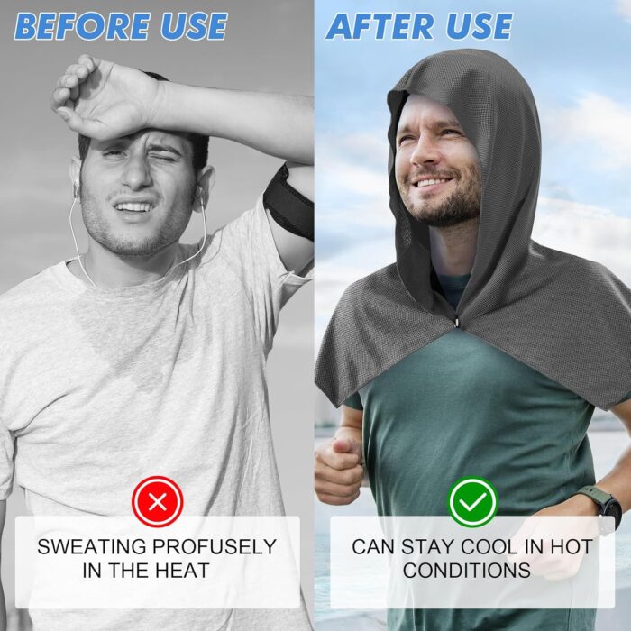 4 Pack Cooling Hoodie Towels for Neck and Face, UPF 50 Sun Protection & Instant Cooling, Ice Towels for Hot Weather, Soft Breathable Towel for Sport, Work Out, Gym, Camping & More Activities - Image 4