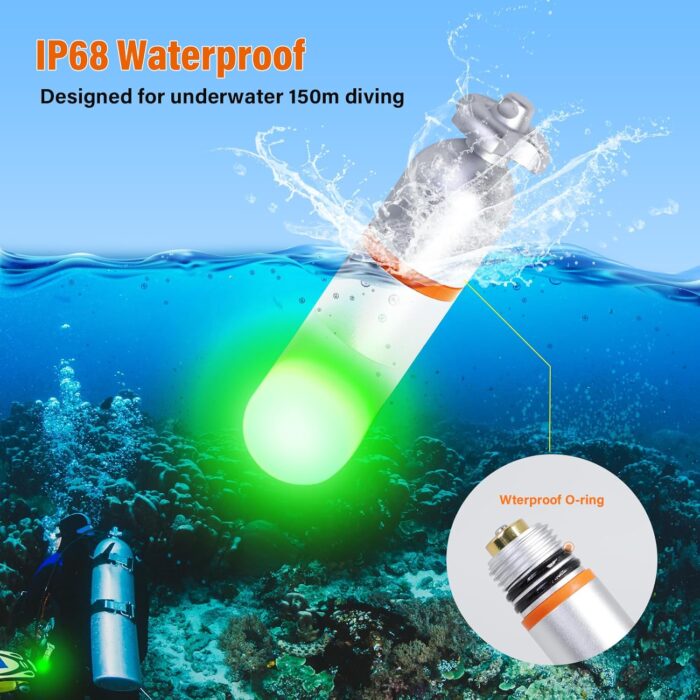 ORCATORCH SD01PRO Upgrade Bright Dive Signal Light, Submersible Beacon Mini Tank Marker Light with Constant and Flashing Modes, for Scuba Diving and Night Time Visibility (Green) - Image 4