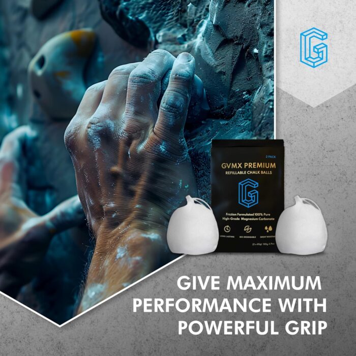 130g (2 x 65g) Premium Chalk Balls. Pro-Grade Gym Chalk in Refillable Sock. Eco Friendly Packaging. Grip Enhancing Gym Accessory for Weightlifting, Rock Climbing, Gymnastics & More. Package May Vary. - Image 8