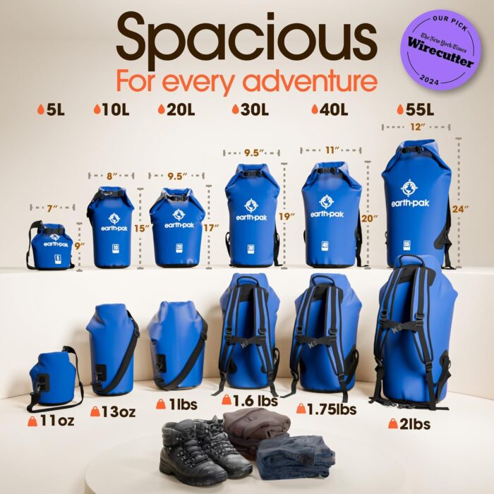 Earth Pak Waterproof Dry Bag - Roll Top Waterproof Backpack Sack Keeps Gear Dry for Kayak with Waterproof Phone Case - Image 2