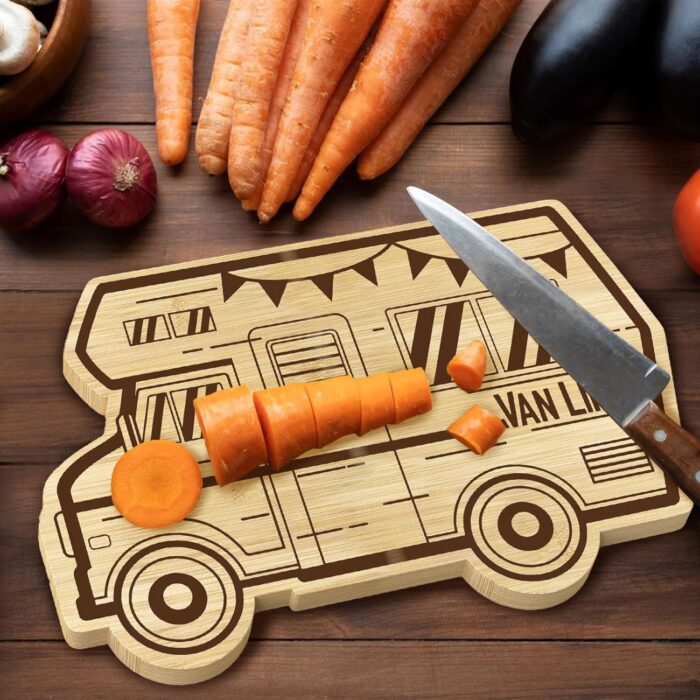 RV Cutting Board, 11.8" X 7.9" Camper Bamboo Charcuterie Board, Cool Happy Camper RV Gifts Stuff For House Warming Gifts New Home Decor, Anniversary Birthday Party Christmas Wedding Gifts - Image 4