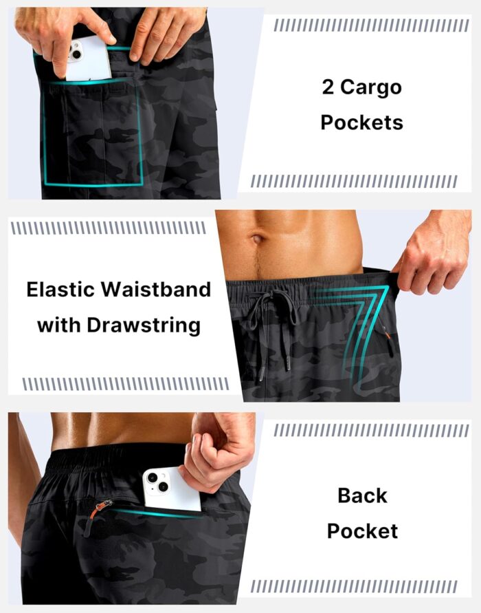 Pudolla Men's Hiking Cargo Shorts with 5 Pockets Lightweight 9" Outdoor Work Casual Shorts for Men Travel Fishing - Image 5