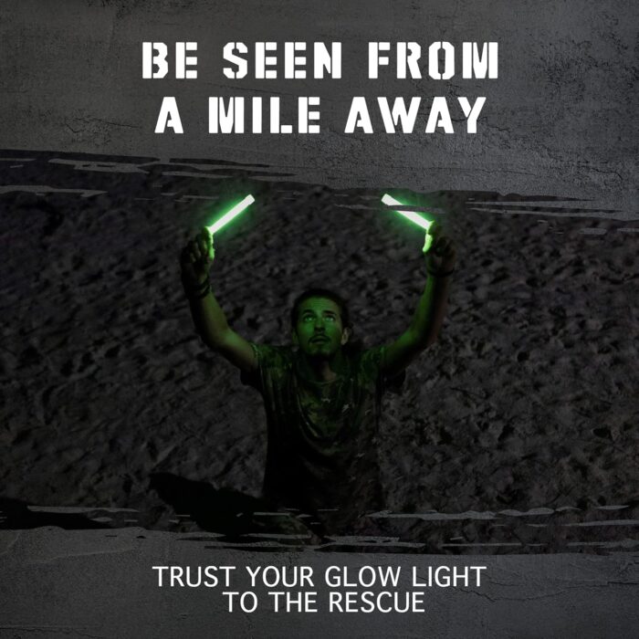 Emergency Glow Sticks with 12 Hours Duration, Individually Wrapped Industrial Grade Glowsticks for Survival Gear, Camping Lights, Power Outages and Military Use - Image 6