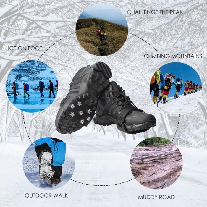 Crampon Traction Cleats Anti-Skid Traction Grips Crampons Spikes 7 Point Cleats for Footwear for Walking, Jogging, Hiking, Mountaineering Ice Snow Grips - Image 2