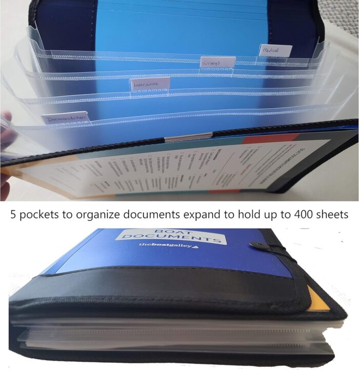 Boat Documents Organizer - Large Size Waterproof Case for Boat Papers - Keep All Documents Safe and Organized - Boating Gifts for Men (Gray) - Image 4