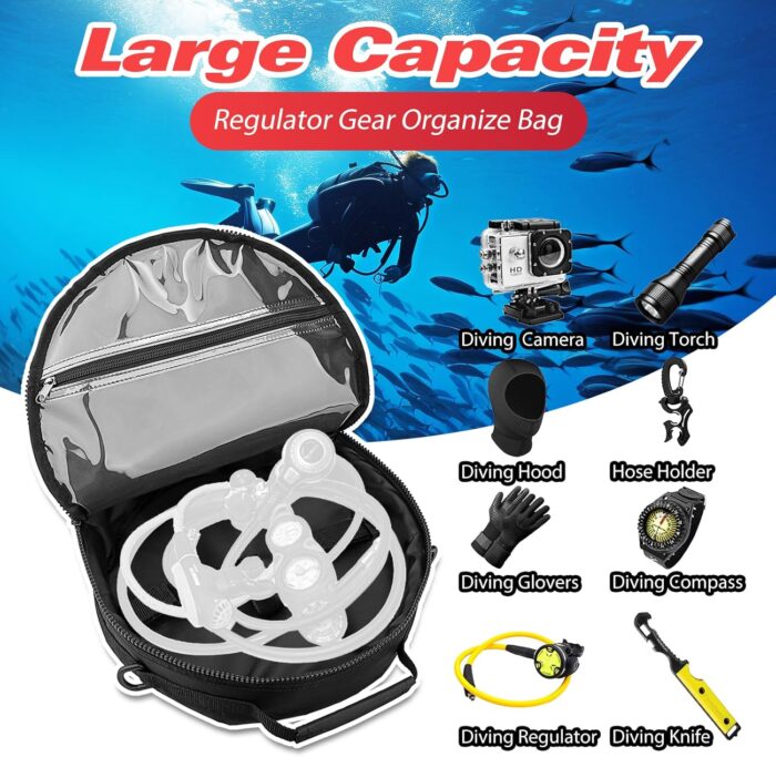 Portable Scuba Regulator Bag, Professional Diving Travel Bags Protective Gear Carry Handbag with Adjustable Shoulder Strap for Divers - Image 3