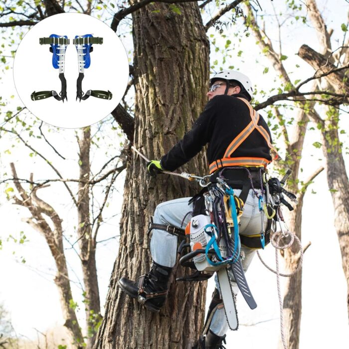Tree Climbing Spikes, Adjustable 304 Stainless Steel Tree Pole Climbing Shoes Tool with Non Slip Pedal for Logging, Hunting Observation, Fruit Picking - Image 5
