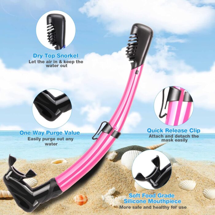 Snorkeling Gear for Adults, Dry Adult Snorkel Set HD Panoramic View Snorkel Mask Set, Anti-Leak and Anti-Fog Scuba Diving Package with Mesh Bag Ear Plug for Snorkeling Scuba Diving Travel - Image 5