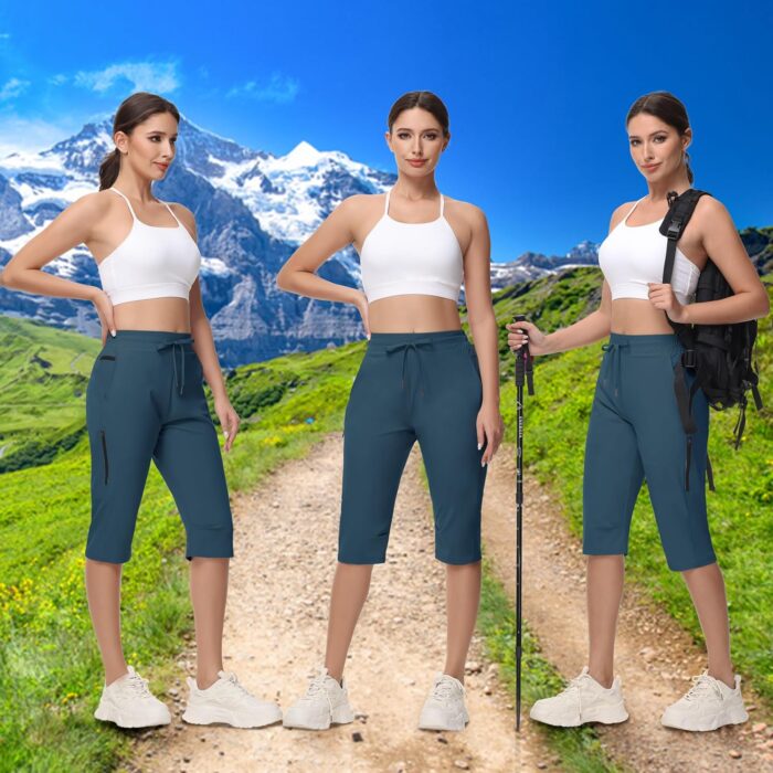 Women's Long Shorts 15" Below The Knee Capri Hiking Shorts Quick Dry Lightweight Outdoor Casual Crop Pants Cargo - Image 6