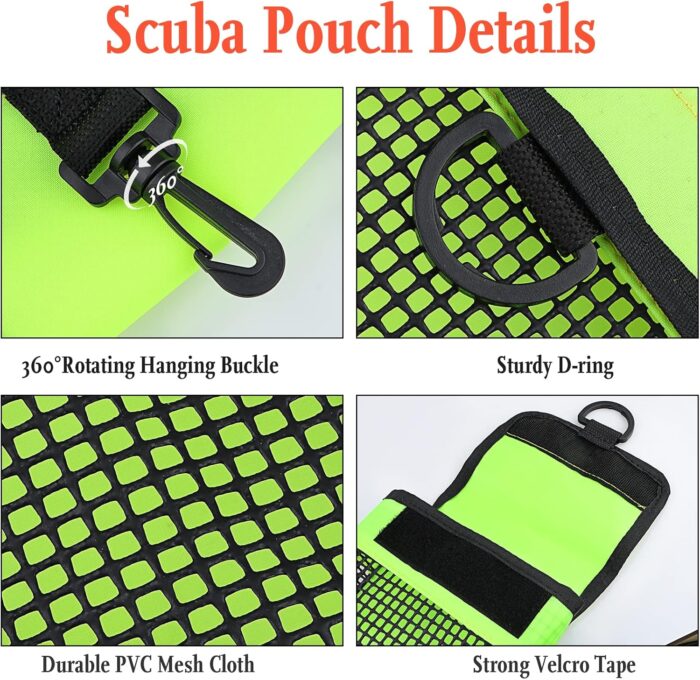 Scuba Diving Gear Bag, Finger Reel/SMB Safety Surface Marker Buoy Mesh Storage Pocket, Snorkeling Equipment Holder Carry Pouch - Image 6
