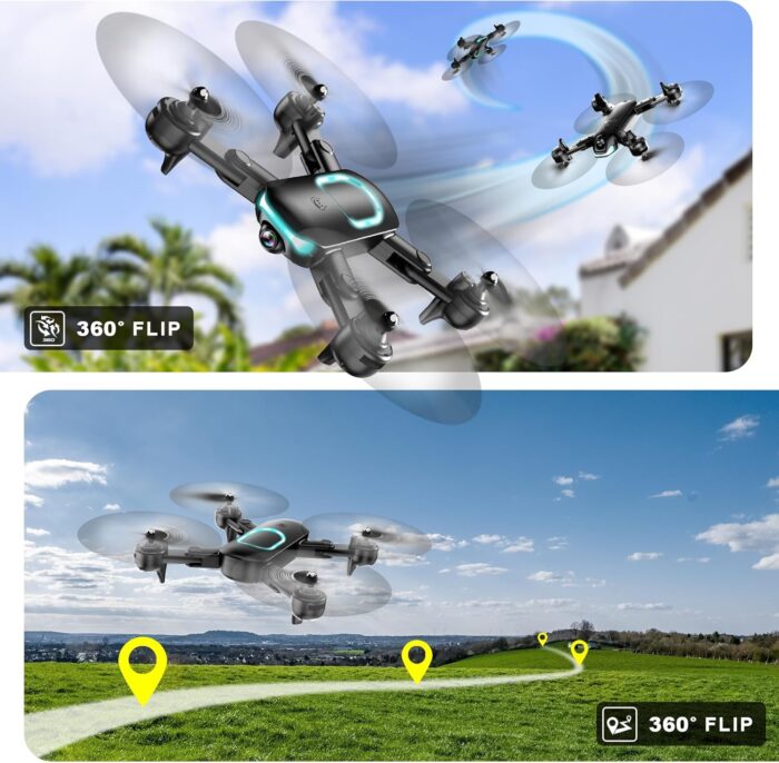Drone with Camera, Foldable Drone for Beginners with 1080P Camera, Upgrade Altitude Hold, Circle/Rotating/Waypoint Fly, 3D Flip, One Key Start, 3 Speed Mode, 2 Batteries - Image 7