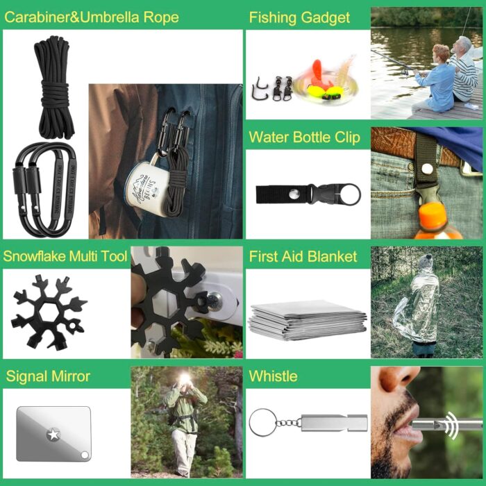Emergency Survival Kit Gifts for Men Husband Dad, 34 in 1 Survival Gear and Equipment for Camping Hiking Outdoors Adventures, Birthday Christmas for Men Boyfriends Fathers - Image 5