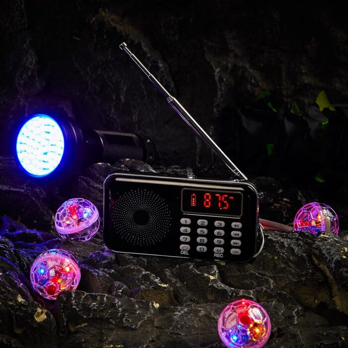 Dunzy 6 Pcs Ghost Hunting Equipment Kit Includes 1 FM Radio, 4 Light up Cat Balls (Include Battery), 1 Black UV Flashlight for Paranormal Research - Image 5