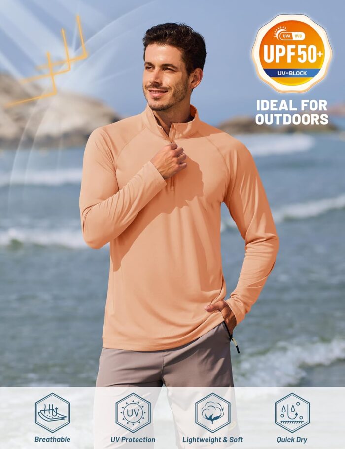 TACVASEN Men's Long Sleeve Athletic Shirts 1/4 Pullover Zip Sun Protection Rash Guard UPF 50+ Outdoor Running T-Shirts - Image 2