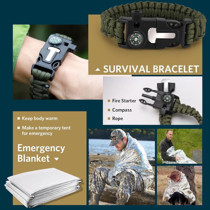 Survival Kits, Gifts for Christmas Men Dad Husband Him, 13 in 1 Survival Gear and Equipment Tactical Tools for Camping Hiking Hunting Outdoor Adventure, Cool Birthday Idea - Image 6