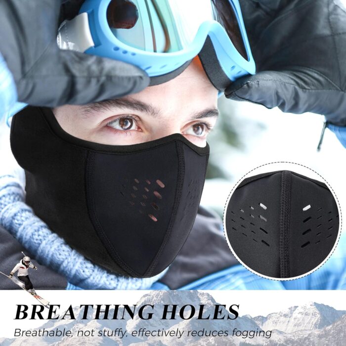 WTACTFUL Balaclava Cold Weather Half Face Mask for Men Women Windproof Warm Thermal Breathable for Skiing Snowboarding Motorcycle Cycling Hiking Winter Outdoor Sports 2pcs-Black #1 - Image 2
