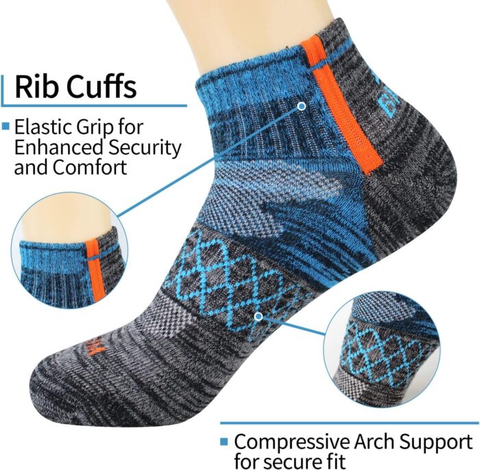BIOAUM Men's Atheltic Socks Size 10-13 - 6 Pairs Cotton Quarter Socks for Running, Workout, Work - Image 2