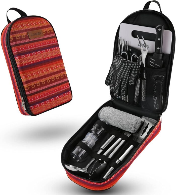 Camping Cookware Storage Bag - Camping Cooking Utensils Set Bag Camping Tool Portable Storage Bag Suitable for Knife, Fork, Spoon, Chopping Board, Chef's Knife,Kitchenware Storage - Image 4