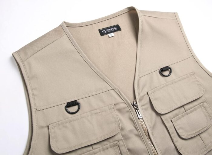 Men’s Fishing Vest Summer Outdoor Work Safari Travel Photo Vest with Multi Pockets - Image 3