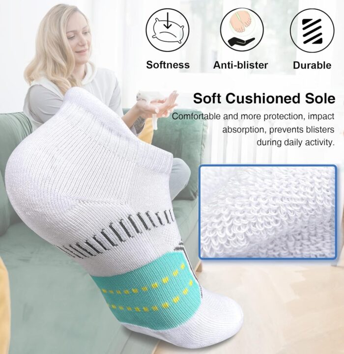 Womens Athletic Cushioned Anti-Blister Comfort Running Ankle Socks 5 Pairs - Image 2