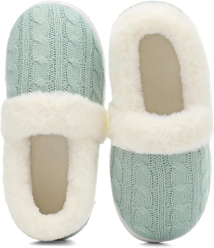 UBFEN Womens Fuzzy House Slippers Warm Bedroom Shoes with Faux Fur Lining Non Slip Memory Foam Slippers for ladies Indoor and Outdoor - Image 5