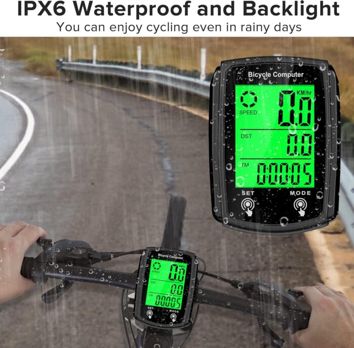 Bike Computer and Bicycle Odometer Wired MPH KM/H Bike Speedometer with Automatic Wake-Up Cycling Speed Tracker LCD Display & Single Mileage & Multi-Functions Accessories - Image 4