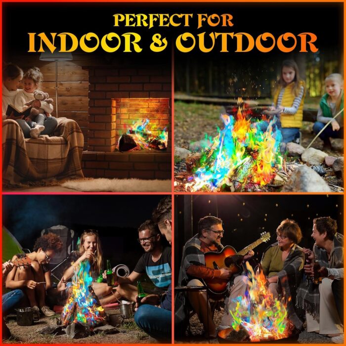MEKER Fire Color Changing Packets - Fire Pit, Campfires, Outdoor Fireplaces, Bonfire - Fire Color - Perfect Fire Camping Accessories for Kids & Adults (12 Pack) - Image 3