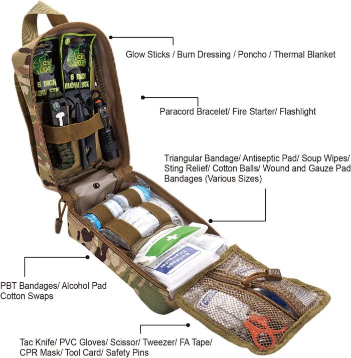 EVERLIT 250 Pieces Survival First Aid Kit IFAK EMT Molle Pouch Survival Kit Outdoor Gear Emergency Kits Trauma Bag for Camping Boat Hunting Hiking Home Car Earthquake and Adventures - Image 2