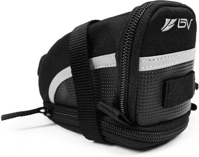 BV Strap-On Bike Bag with Reflective Material - Capacious Saddle Bag with Seperate Divider for Small Items & Room for All Your Essentials - Bike Pouch with Taillight Hanger for Maximum Safety - Image 2