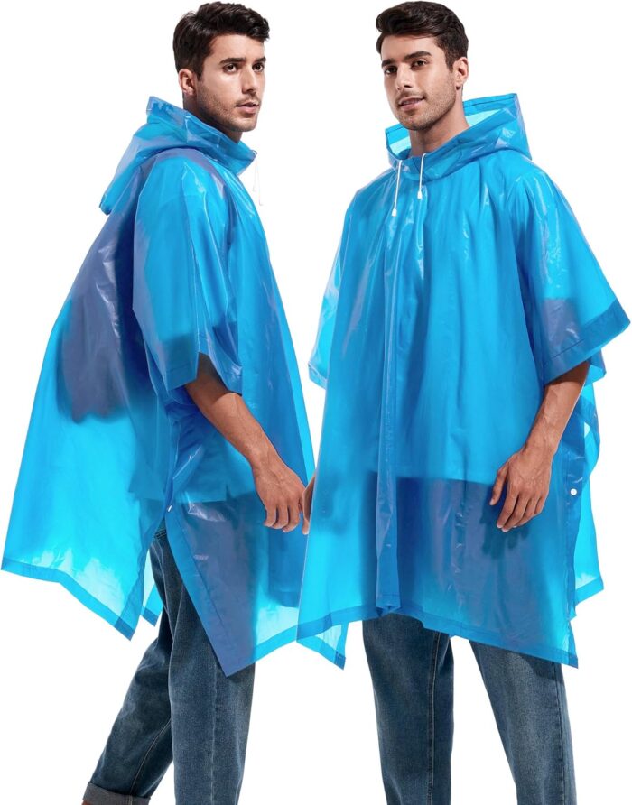 2 Pack Rain Ponchos for Adults Reusable - Raincoats Survival Emergency Heavy Duty Rain Coat with Drawstring Hood - Image 7