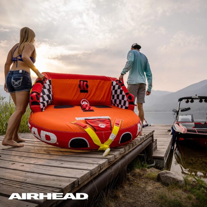 Airhead Mable Inflatable Towable Tube, 1-4 Rider Models, Dual Tow Points, Full Nylon Cover, EVA Foam Pads, Patented Speed Valve, Boat Tubes and Towables - Image 6