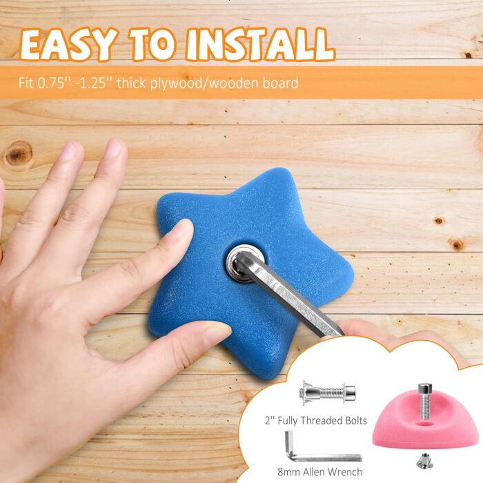TOPNEW 18PCS Rock Climbing Holds for Kids, Rock Wall Climbing Holds with Hardware - Climbing Rocks for Indoor Outdoor Playground Climbing Wall - Image 4
