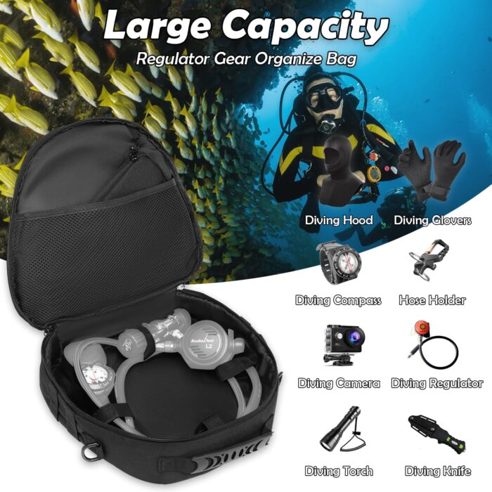 Scuba Regulator Bag - Tactical Style Diving Regulator Protective Bags Protecting and Storage Diving Gear with Adjustable Shoulder Strap - Image 3