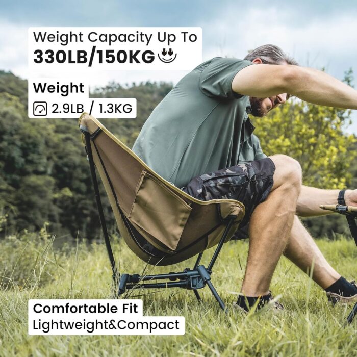 ONETIGRIS Tigerblade Camping Chair, Lightweight Folding Backpacking Hiking Chair, Compact Portable 330 lbs Capacity - Image 8