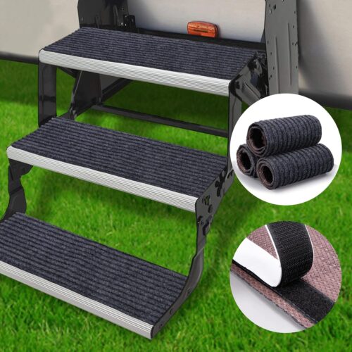 RV Step Covers Camper Stair Covers Must Haves RV Accessories, Non Slip Camper Step Covers, RV Step Rug, Waterproof Essential RV Step Carpet for Trailer Outside Steps, 3 Pack 22" x 7.5"