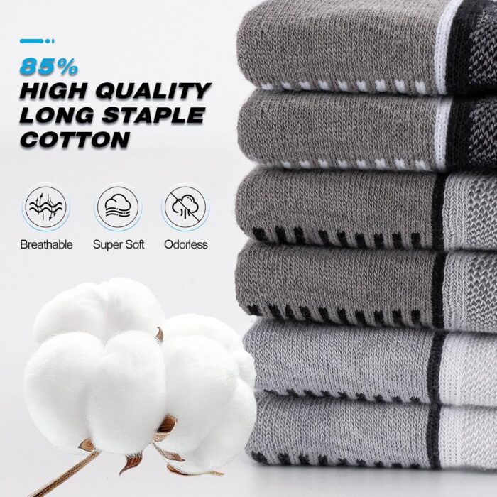 Mens Ankle Running Socks, Athletic Cushioned Low Cut Moisture Wicking Cotton Short Sports Socks, 6 Pairs - Image 3