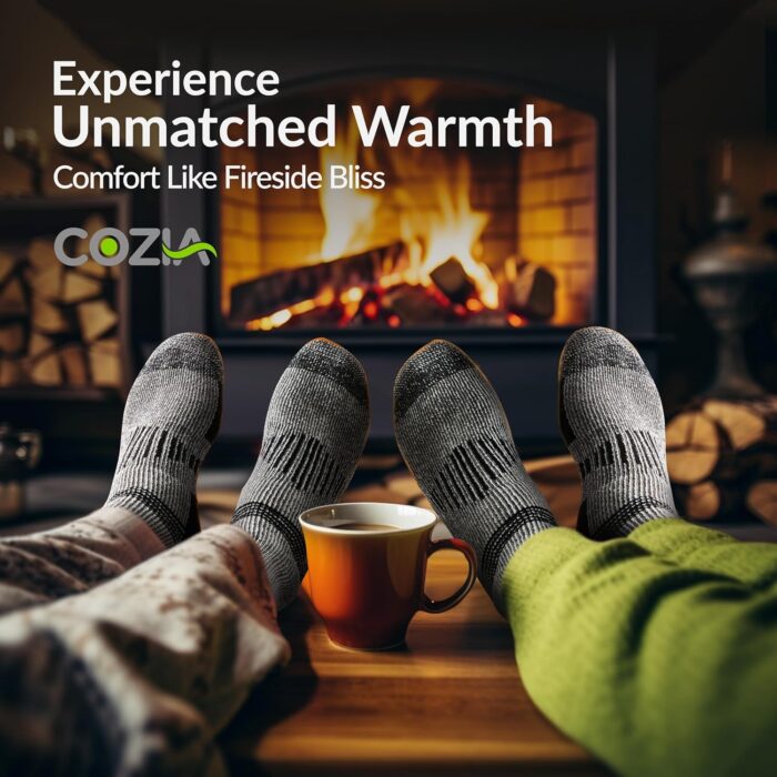 COZIA Merino Wool Socks for Men and Women Warm thermal Boot Hiking Socks 3 Pairs - Image 2