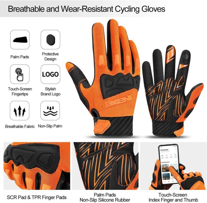 INBIKE Mountain Bike Gloves for Men Knuckle Guard Padded Men's Cycling Gloves Breathable for MTB Motocross Racing Dirtbike - Image 9