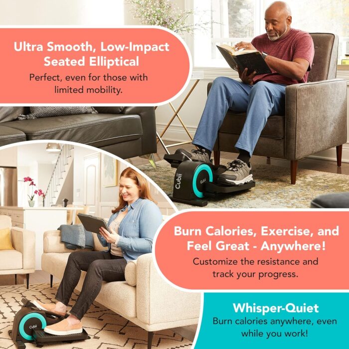 Cubii JR1, Under Desk Elliptical, Under Desk Bike Pedal Exerciser, Seated Elliptical, Work from Home Fitness, Mini Elliptical Machines for Home Use, Cubii Exerciser for Seniors, Desk Exercise - Image 4