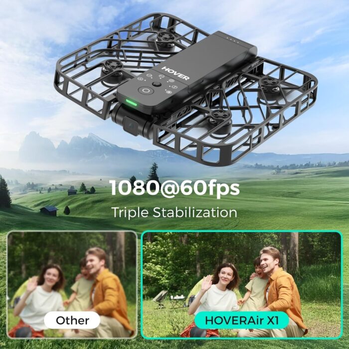X1 Drone with Camera, Self-Flying Camera Drone with Follow Me Mode, Foldable Mini Drone with HDR Video Capture, Palm Takeoff, Intelligent Flight Paths, Hands-Free Control Black (Combo) - Image 8