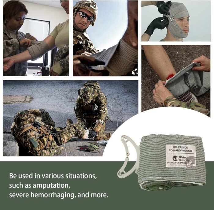 RHINO RESCUE 6" Israeli Style Emergency Bandage, Compression Trauma Wound Dressing, Medical Sterile Vacuum Sealed, Combat Tactical First Aid Kit IFAK Supplies, 5 Count - Image 5