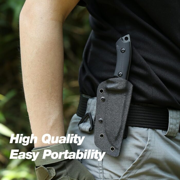 KHU Fixed Blade Knife Tactical, Hunting Knife Survival D2 Steel G10 Handle, Outdoor Hunting Camping Accessories Camping Gear With Kydex Sheath - Image 7
