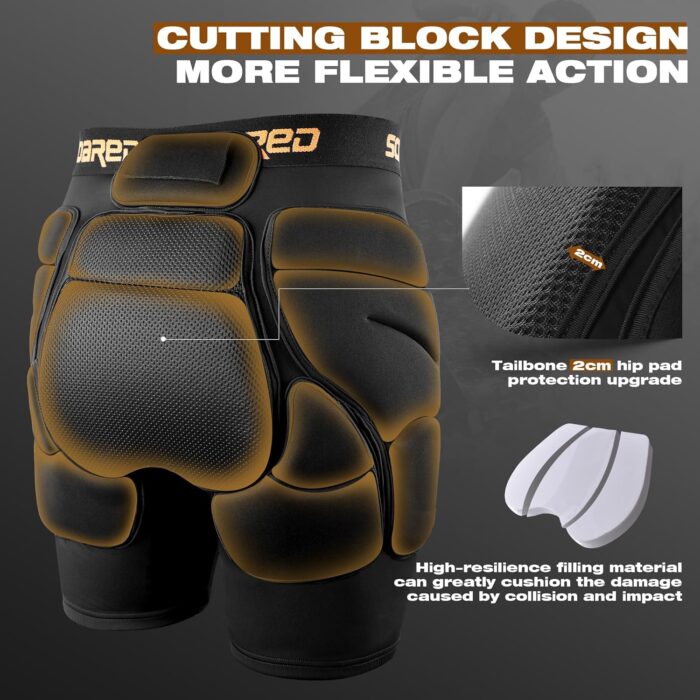 Soared 3D Protection Hip Butt XPE Padded Shorts for ski, ice Skating, Snowboarding, Skateboard for Men Women - Image 2
